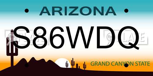 S86WDQ Arizona License Plate