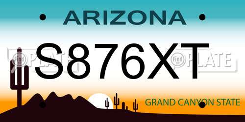 S876XT Arizona License Plate