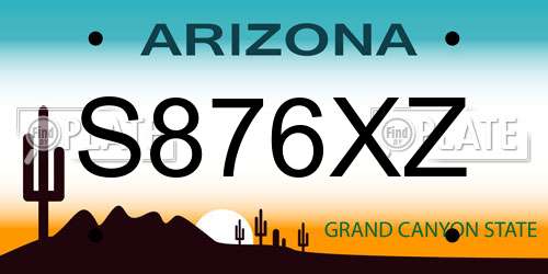S876XZ Arizona License Plate