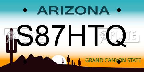 S87HTQ Arizona License Plate