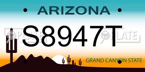 S8947T Arizona License Plate