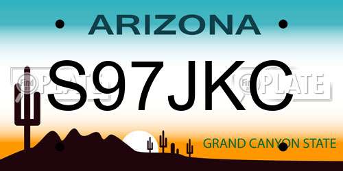 S97JKC Arizona License Plate