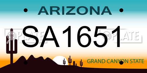 SA1651 Arizona License Plate