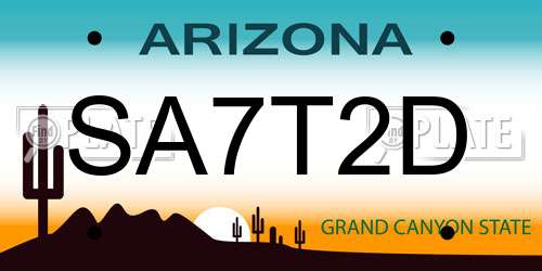 SA7T2D Arizona License Plate