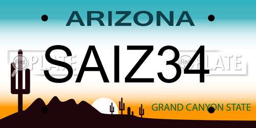 SAIZ34 Arizona License Plate