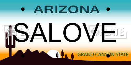 SALOVE Arizona License Plate