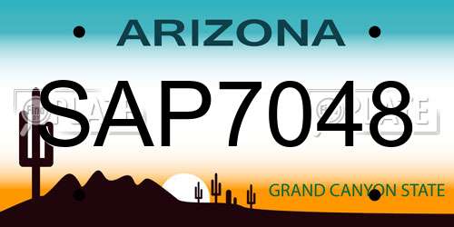 SAP7048 Arizona License Plate