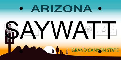 SAYWATT Arizona License Plate
