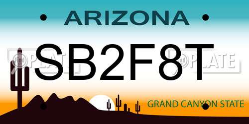 SB2F8T Arizona License Plate