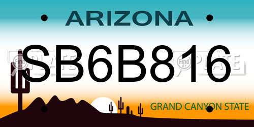 SB6B816 Arizona License Plate