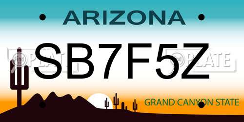 SB7F5Z Arizona License Plate
