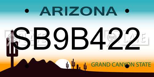 SB9B422 Arizona License Plate