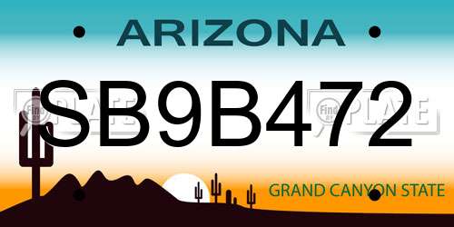 SB9B472 Arizona License Plate