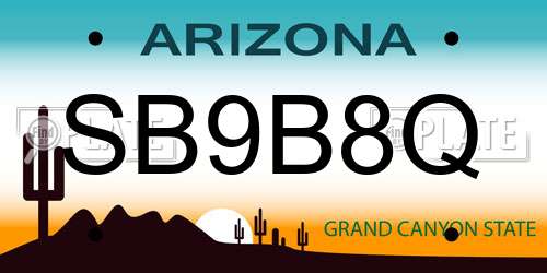 SB9B8Q Arizona License Plate