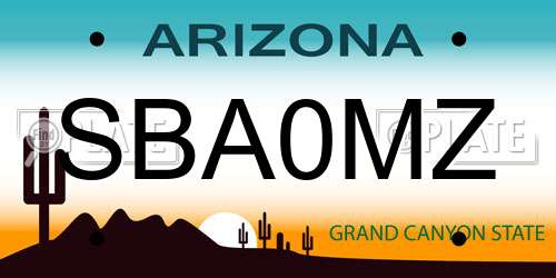 SBA0MZ Arizona License Plate