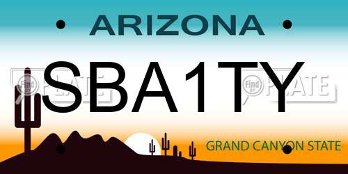 SBA1TY Arizona License Plate