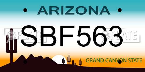 SBF563 Arizona License Plate