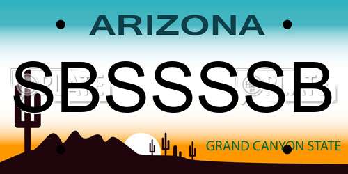 SBSSSSB Arizona License Plate