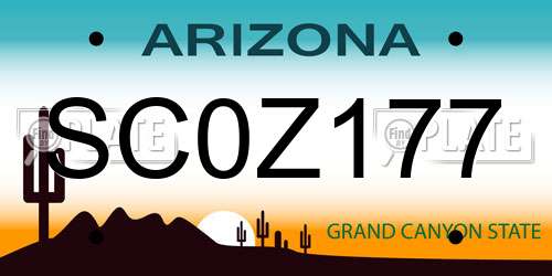 SC0Z177 Arizona License Plate