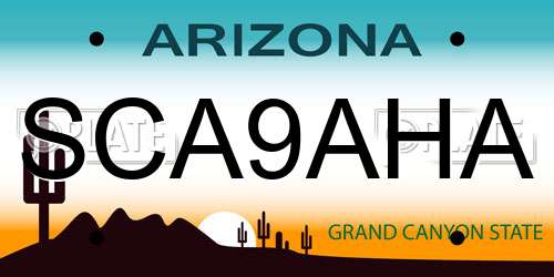 SCA9AHA Arizona License Plate
