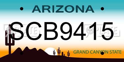 SCB9415 Arizona License Plate