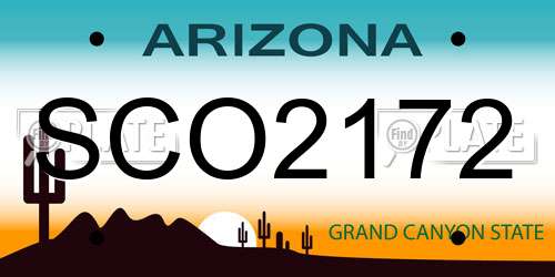 SCO2172 Arizona License Plate