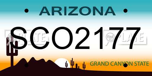 SCO2177 Arizona License Plate