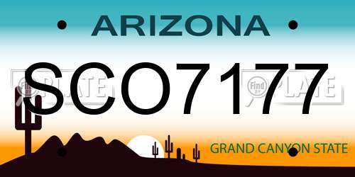 SCO7177 Arizona License Plate