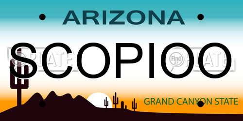 SCOPIOO Arizona License Plate