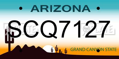 SCQ7127 Arizona License Plate