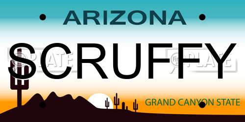 SCRUFFY Arizona License Plate