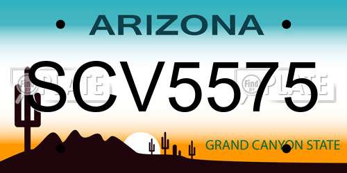 SCV5575 Arizona License Plate