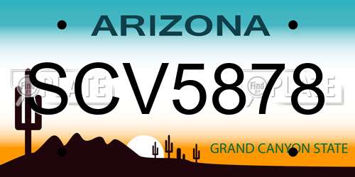 SCV5878 Arizona License Plate