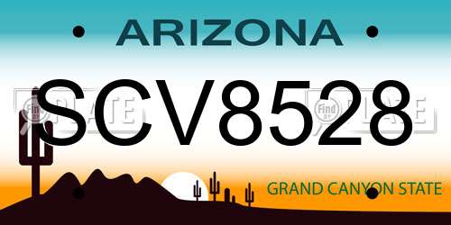 SCV8528 Arizona License Plate
