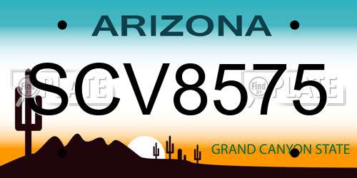 SCV8575 Arizona License Plate
