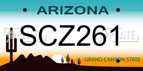 SCZ261 Arizona License Plate