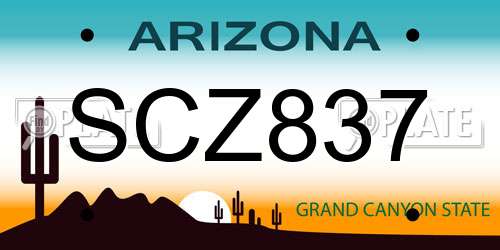 SCZ837 Arizona License Plate