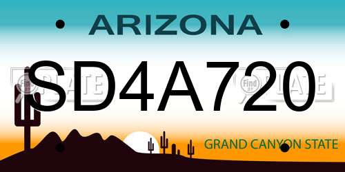 SD4A720 Arizona License Plate