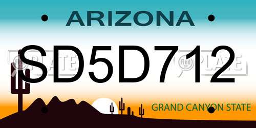 SD5D712 Arizona License Plate