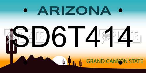 SD6T414 Arizona License Plate