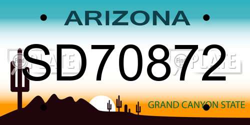 SD70872 Arizona License Plate