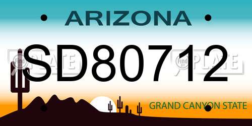 SD80712 Arizona License Plate