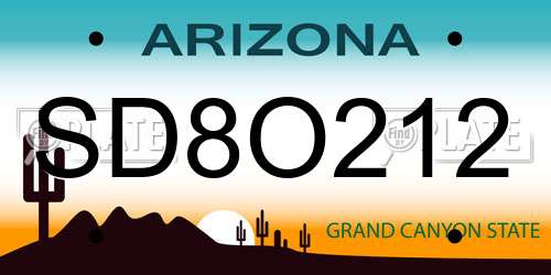 SD8O212 Arizona License Plate