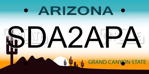 SDA2APA Arizona License Plate