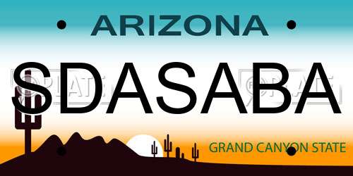 SDASABA Arizona License Plate