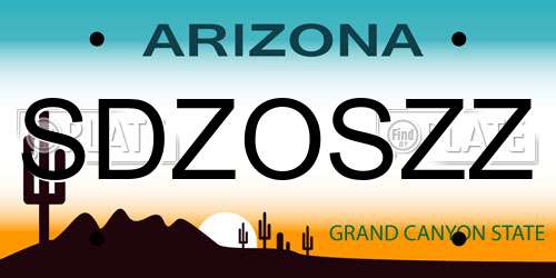 SDZOSZZ Arizona License Plate