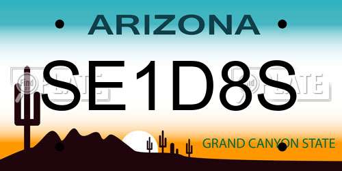 SE1D8S Arizona License Plate