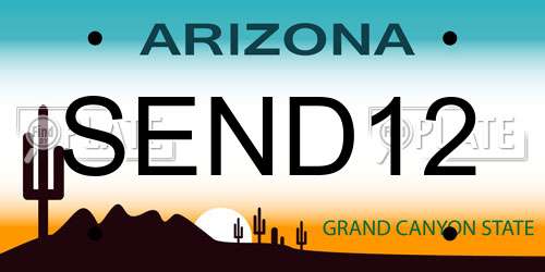 SEND12 Arizona License Plate