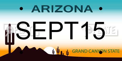 SEPT15 Arizona License Plate