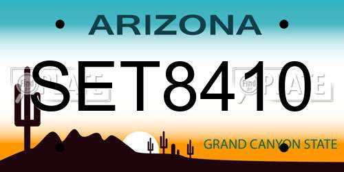 SET8410 Arizona License Plate